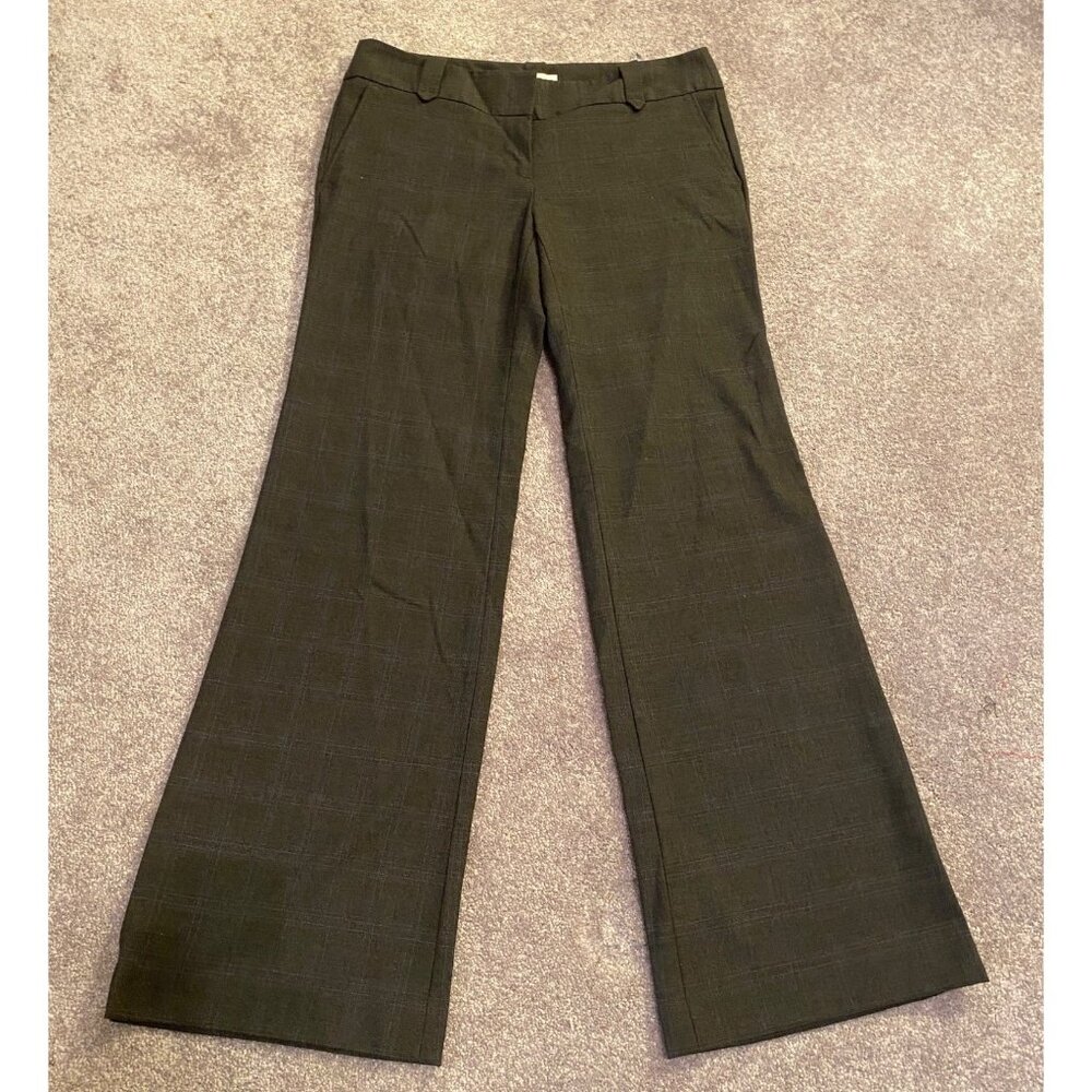 Ann Taylor Loft Womens Marisa Fit Plaid Dress Pants Charcoal Gray Size 6